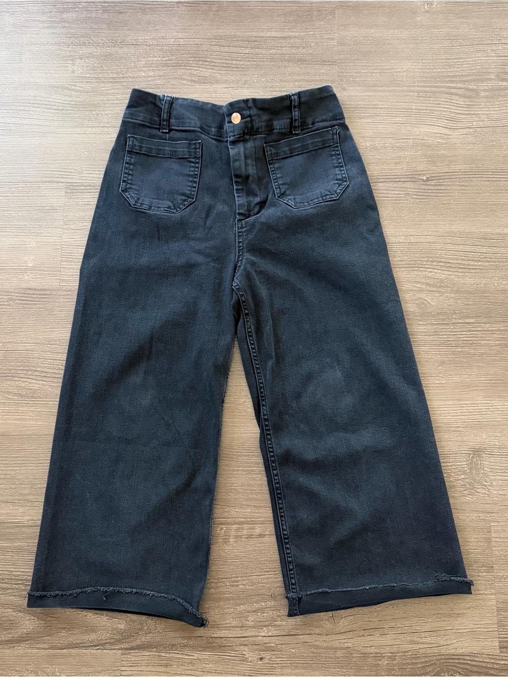 Pilcro Anthropologie Day Tripper Wide Leg Crop Jeans Black 29P